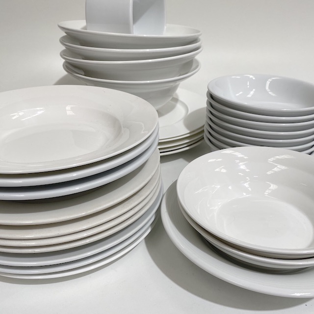 DINNERWARE, Contemporary White Assorted